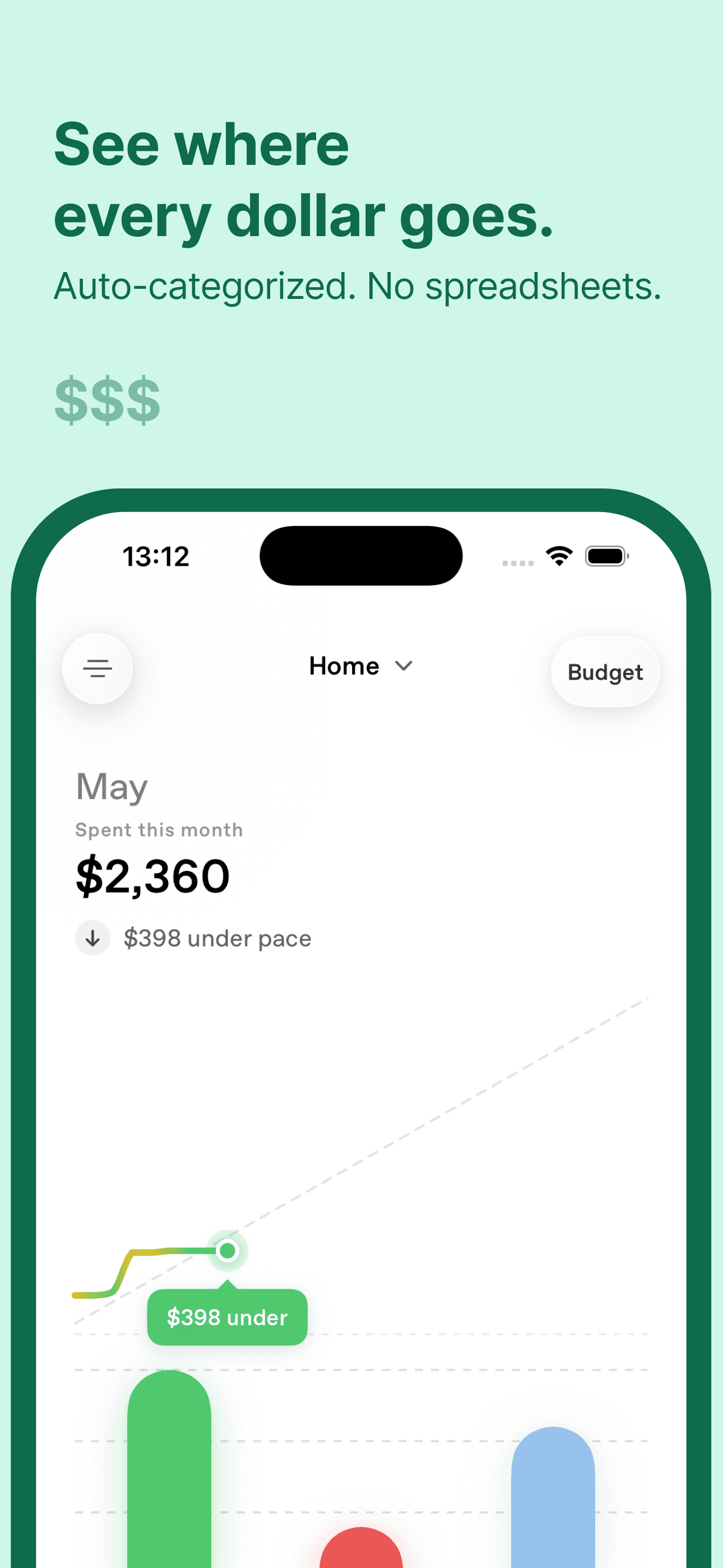 Fin spending entry screen